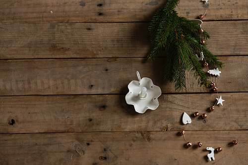 flatlay white ceramic decor candle