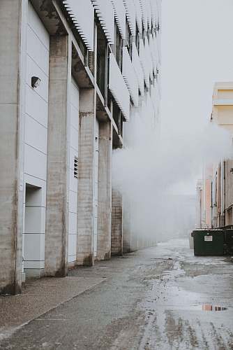street smoke coming out from building town