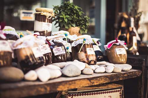 greece pudding jar on table cake