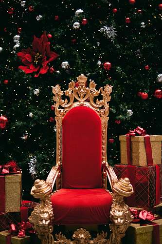 chair gold and red throne beside gift boxes philadelphia