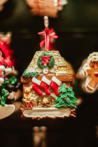 biscuit shallow focus photography of multicolored Christmas decor cookie