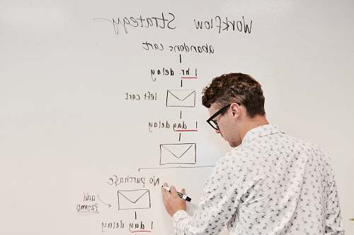 human man writing on whiteboard white board