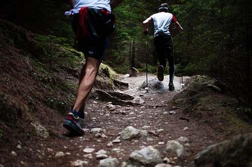people two people running forest