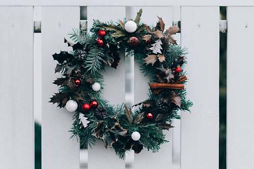 tree green and white Christmas wreath on wall christmas tree
