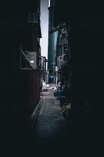 urban buildings with AC units during day street
