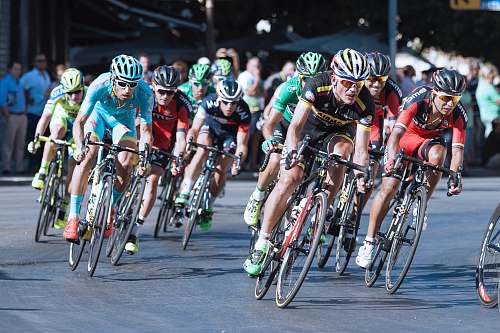 bike group of men on cycling race bicycle
