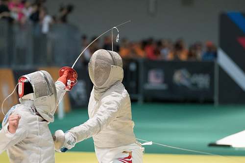 fencing two person fencing inside the gym sports