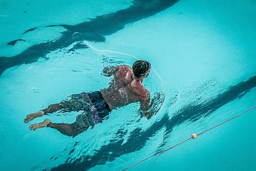 swimming man swimming in pool water