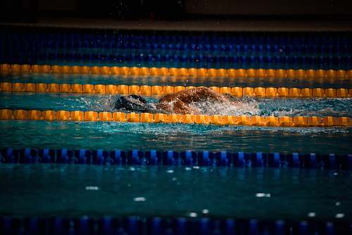 water man swimming in pool with lane ropes swimming