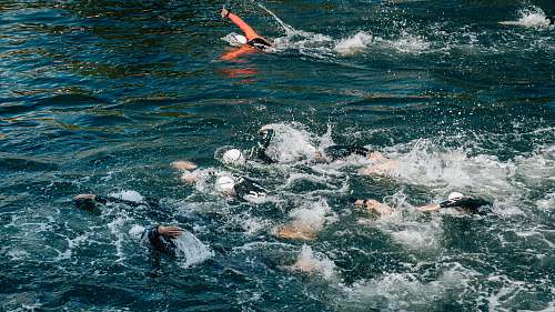 water people swimming during day person