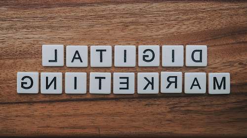 number digital marketing artwork on brown wooden surface symbol