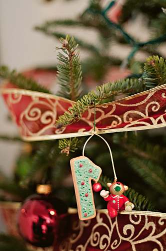 plant blue number 1 ornament hung on Christmas tree ornament