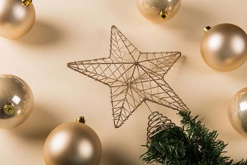 ornament brown gray baubles and star decors pottery