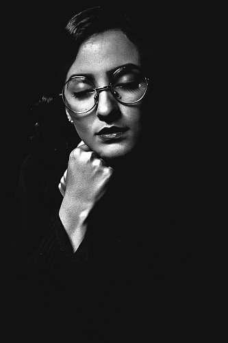 portrait grayscale photo of woman person
