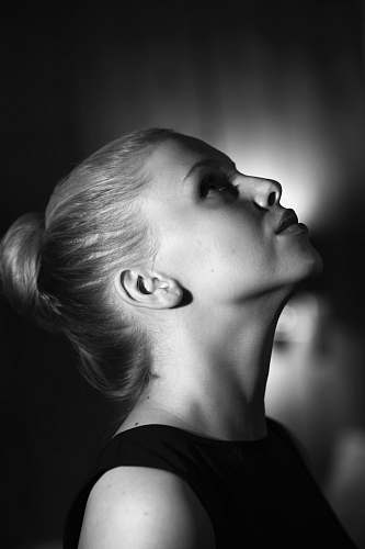 people grayscale photography of woman person