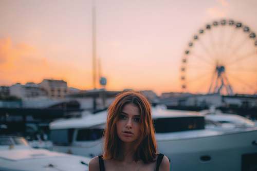 person woman in black scoop-neck top human