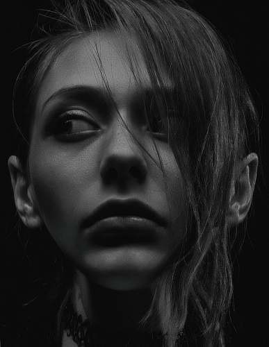 human grayscale photography of woman wearing choker necklace black-and-white