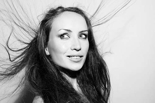 black-and-white portrait grayscale photography of a woman face