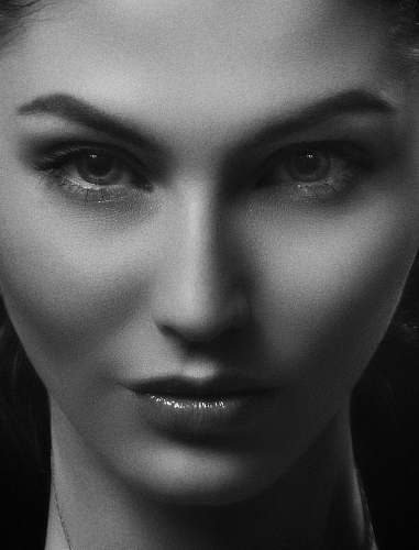 black-and-white women's portrait face