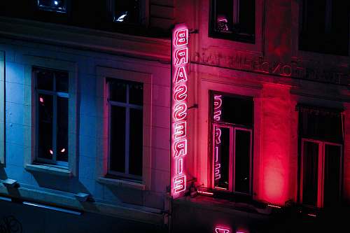 france aerial view photography of Brassiere neon signage at night lille