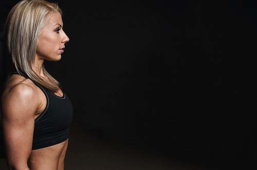 human women's black sports bra people