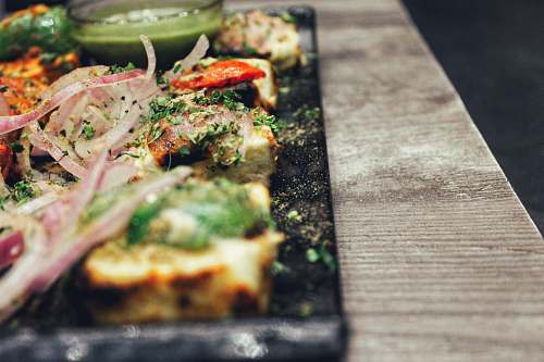 produce cooked food on tray plant