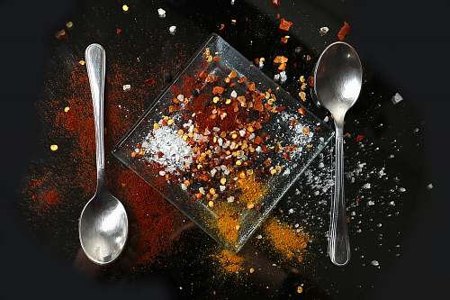 cutlery two silver spoons on table spoon