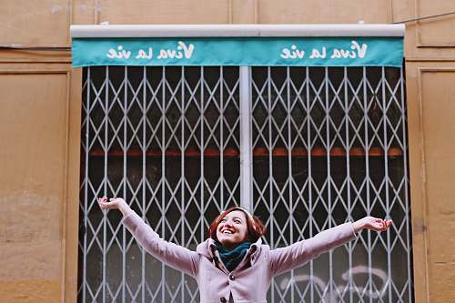 human woman in front of scissor gate person
