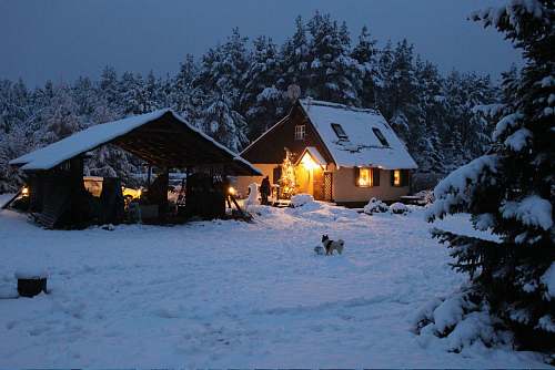 cottage 2 house in snow building