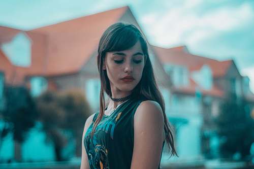 person woman wearing black tank top people