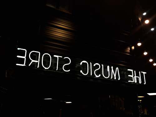 text The Music Store facade sign