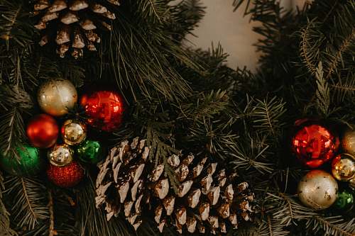 tree wreath with Christmas baubles ornament