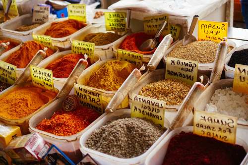 market assorted-color spices turkey
