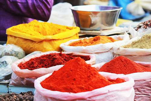 human assorted spices on display person