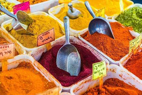 market photography of food powders colour