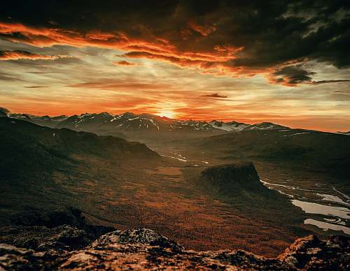 landscape aerial photography of vast mountain range nature