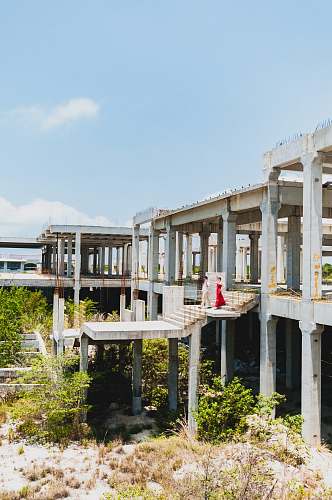 porch couple on abandoned building patio