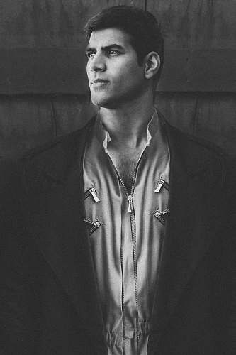 black-and-white grayscale photography of man grey