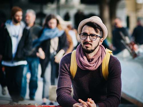human man wearing brown fedora hat person