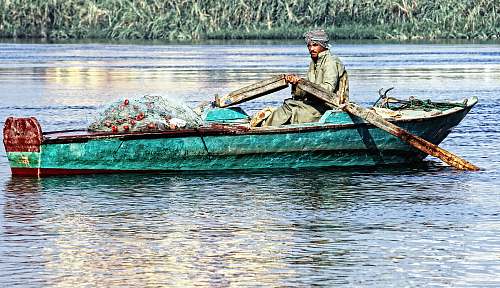 human man rowing boat in a lake boat