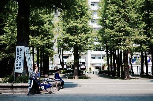 bike woman sitting on concrete block building