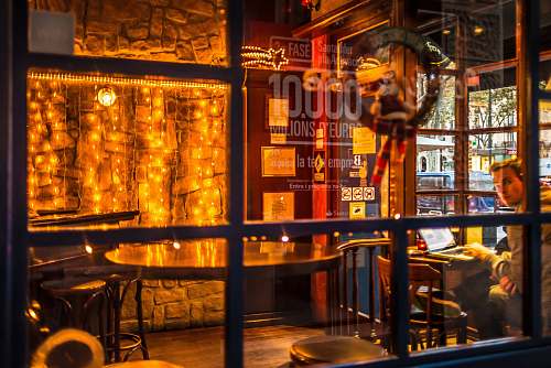 restaurant glass panel with frame inside restaurant window