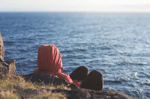 outdoors red hijab headdress coast