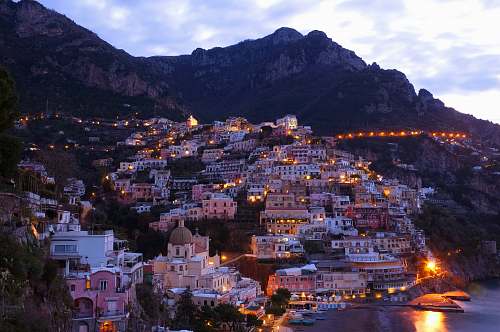 city houses beside sea with mountain background positano