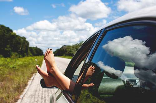 road person riding car relax
