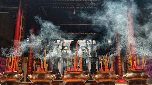 hanoi incense on brown vases temple