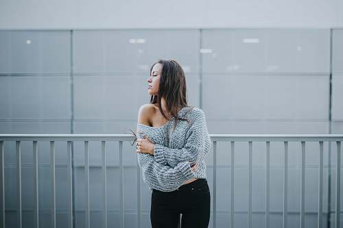 people woman in gray sweater person
