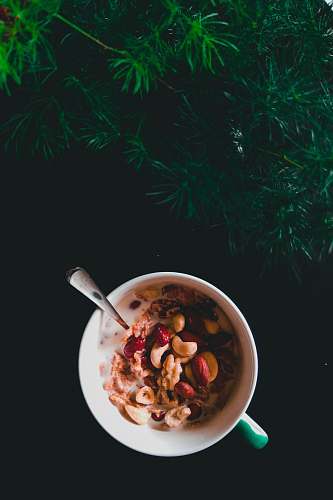 spoon mug with nuts and milk mug
