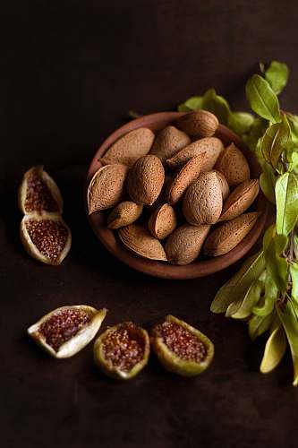 nut brown ceramic pot with nuts brown