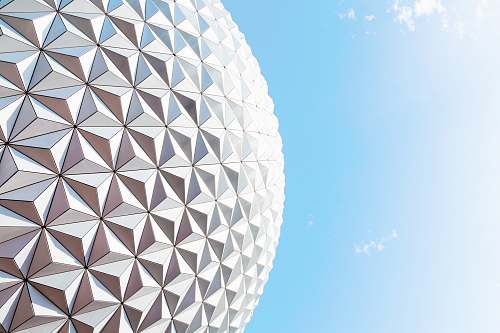 architecture worm's-eye view of sphere structure blue